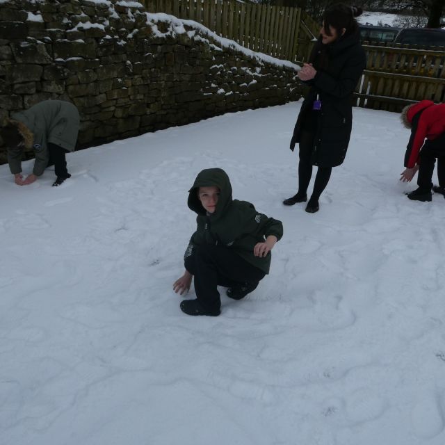 Oakenclough class playing in the recent snow.